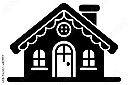 gingerbread house silhouette icon baked treat dessert cookie cozy edible design