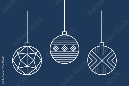 hanging ornament trio icon three decorative baubles spherical festive home