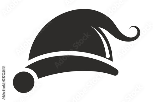 Santa Hat Silhouette Icon Curved Classic Holiday Winter Headwear