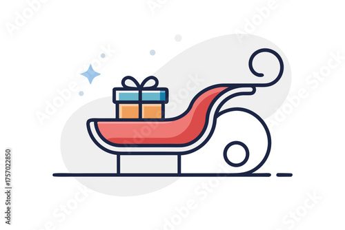 Sleigh Icon Minimal Frame With Gift Box Winter Holiday Design