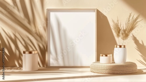 Minimalist Decor Display with Vases and Mirror in Neutral Tones