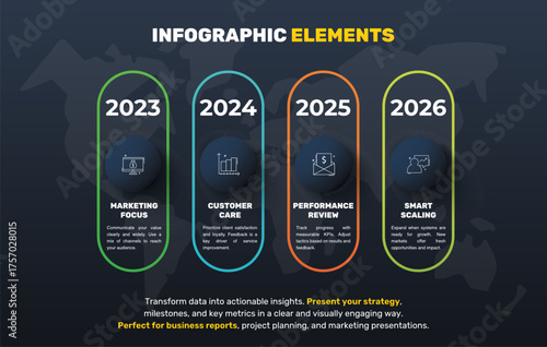 Line vector minimal infographic with four circles. Modern timeline business concept with 4 steps by step for diagram, chart, flowchart, levels, graphic, app, web