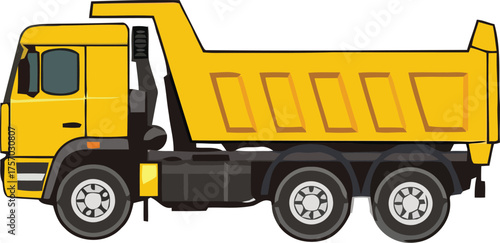 Yellow Heavy Duty Dump Truck Illustration