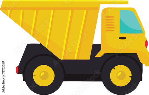 Yellow Dump Truck Tipping Illustration Vector