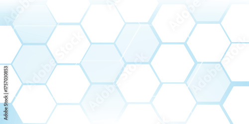 Abstract blue and white hexagon background. Futuristic digital hi-technology banner. Healthcare background. Vector ilustration.
