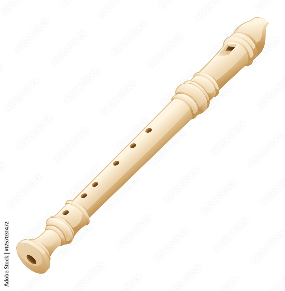 Naklejka premium Flute or recorder, an instrument commonly used for learning and folk music. Vector cartoon illustration