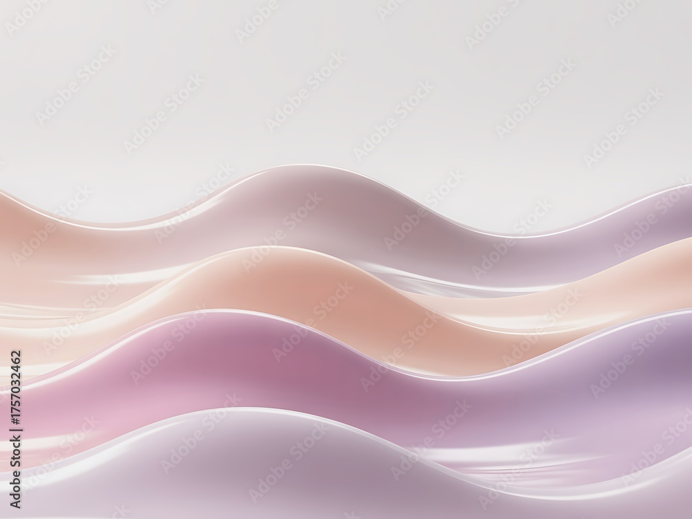 Fototapeta premium Smooth Undulating Waves of Pastel Colors Creating a Serene and Ethereal Landscape