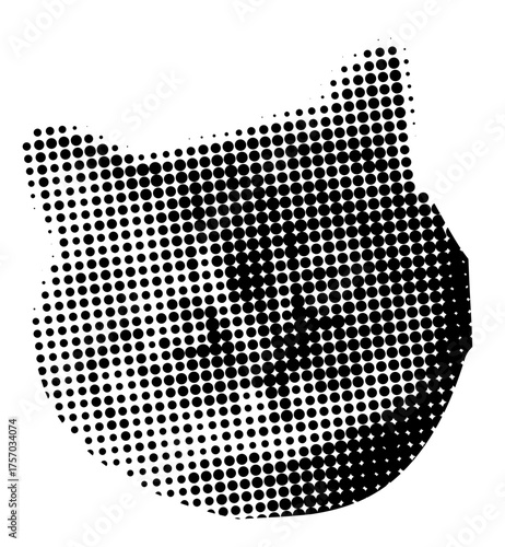 Cat halftone collage sticker set, trendy collection portrait retro y2k pet, funky emoticon animal, pop aesthetic. 