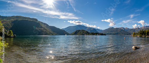 A view of Lake Como from Piona, towards the north, the mountains, the panorama.
