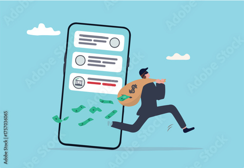 Lose money from investment mistake, tax or expense, mutual fund cost or financial problem, unknown cost drain out money concept, businessman carry big money bag with big hole banknotes falling out
