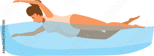 Pregnant woman enjoying a refreshing swim, promoting health and wellness during pregnancy