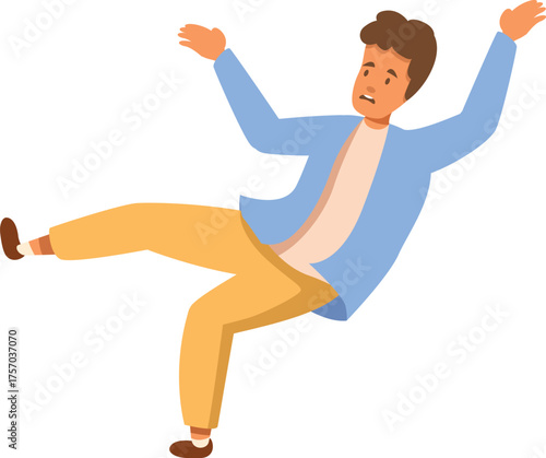 Office worker losing balance and about to fall on floor