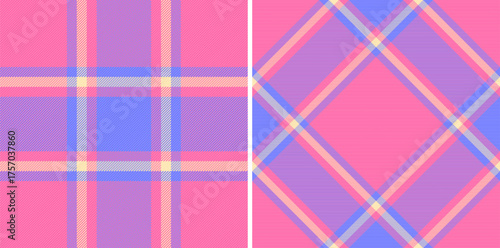 Fabric textile texture of check vector background with a pattern seamless plaid tartan. Set in kids colors. Stylish scarves for women.