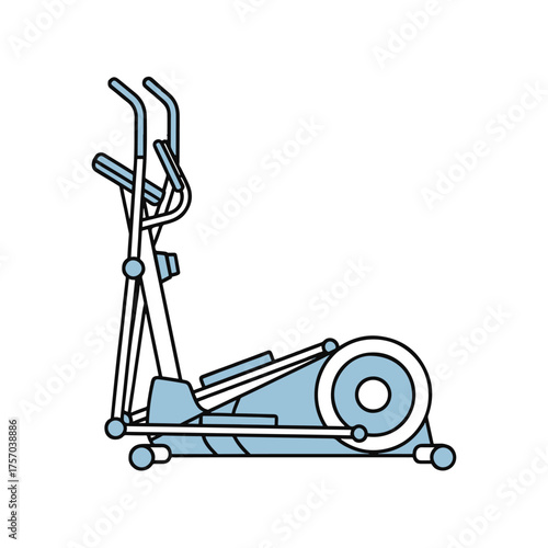 Elliptical machine exercise equipment vector illustration light blue and white fitness