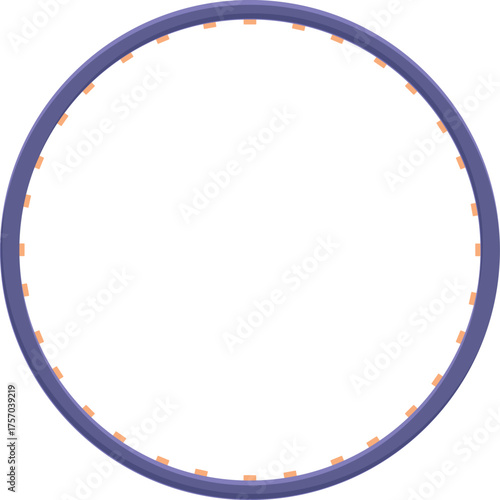 Purple hula hoop rotating rhythmically, emphasizing balance, coordination, and core engagement for fitness enthusiasts