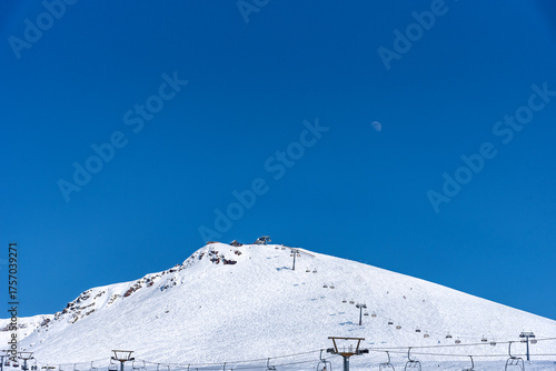 Winter landscape of the Caucasus Mountains in Gudauri, Georgia.