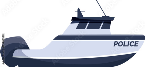 Police patrol boat safeguarding coastal waters, conducting surveillance, and responding to emergencies, maintaining order and security