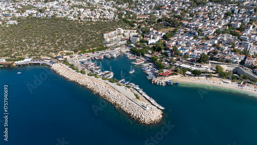 Fototapeta Naklejka Na Ścianę i Meble -  Stunning Aerial View of Kalkan Harbor and White Sand Beaches