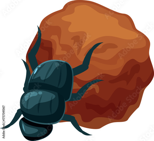 Dung beetle pushing a dung ball, showcasing its role in nutrient cycling and ecosystem health