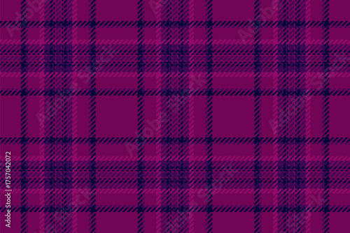 Stylish deep pink and purple plaid pattern.  Perfect for fashion, textile, or web design projects needing a textured, sophisticated background.  Evokes feelings of warmth and comfort.