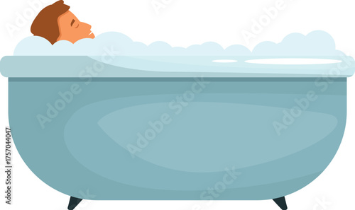 Man taking a relaxing bath with foam, enjoying a home spa treatment