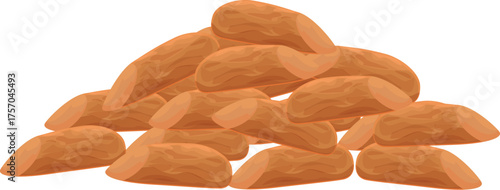 Shelled almonds forming a pile, perfect for representing healthy snacks, baking ingredients, or nut based products
