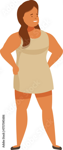 Body positive woman standing with hands on her hips, promoting self love and acceptance