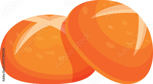 Freshly baked kaiser rolls isolated on white background, showcasing golden crust and signature cross pattern