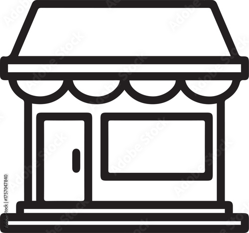 Simple Storefront Icon: A clean, minimalist illustration of a single retail store, capturing the essence of commerce and local business