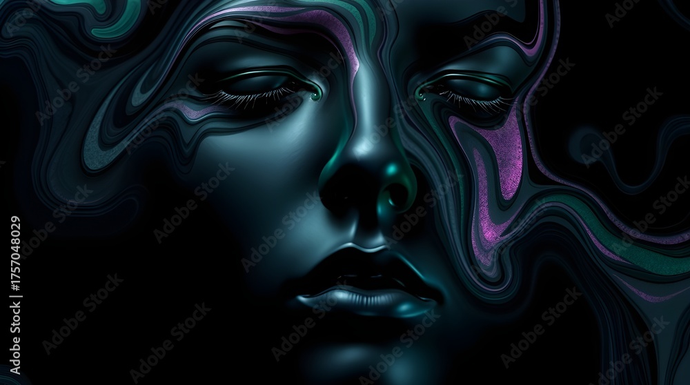 Naklejka premium Ethereal Ferrofluid Dreams: Liquid Metal Aesthetics