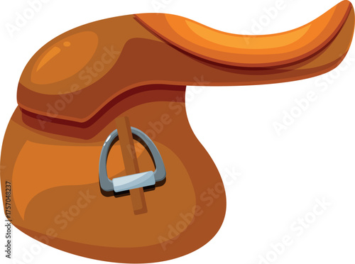 Cartoon horse saddle representing equestrian equipment, ideal for horseback riding and related activities