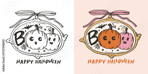 Halloween hand drawn doodle lettering quote. Lettering for t-shirt design, mug print, bag print, clothes fashion. 100% hand drawn vector image.