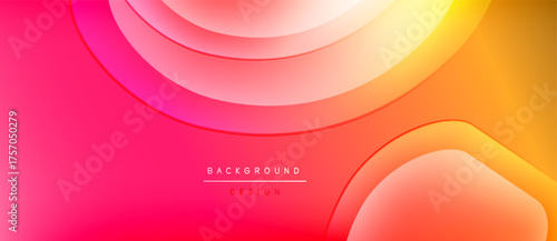 Abstract background features flowing shapes, vibrant gradients. Warm colors dominate, creating modern visual effect. Design suggests energy, movement.