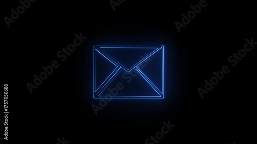 Glowing neon chum or email icon. Abstract symbol icon of letter box