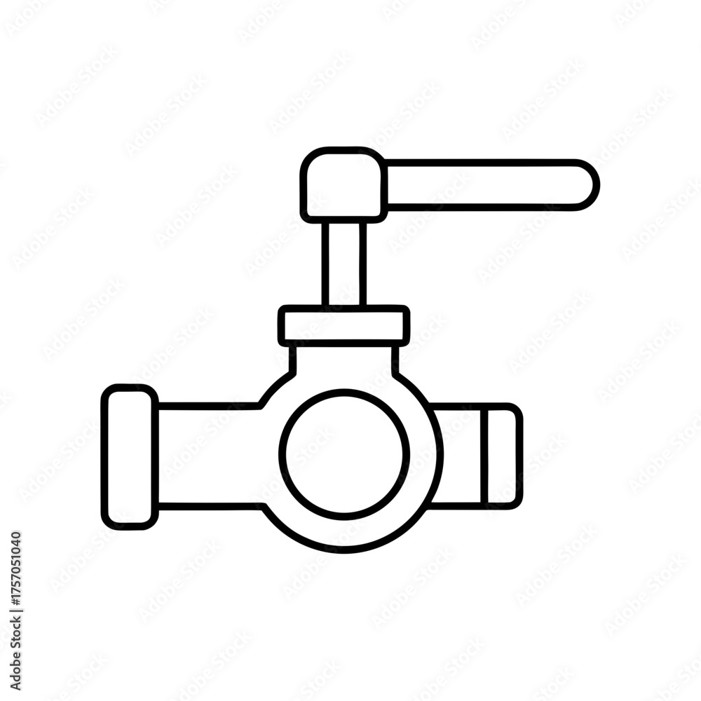 Obraz premium Outline drawing of a valve with a handle on top on transparent background
