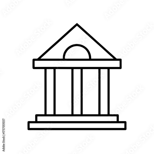Outline drawing of a building with columns and roof on transparent background