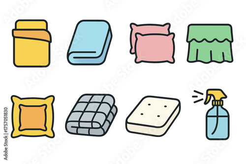 Colored home bedding essentials: pillows, sheets, blanket, and more