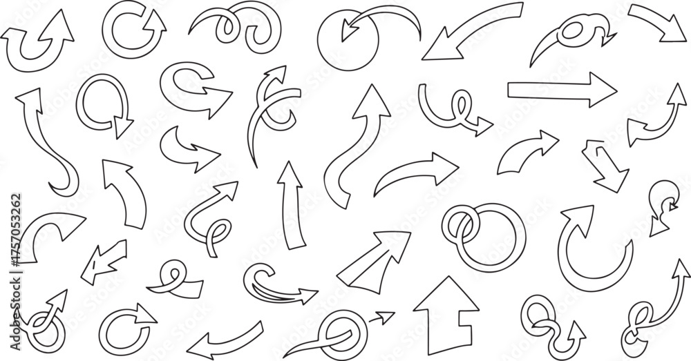 Fototapeta premium Assortment of Hand Drawn Arrow Designs arrows doodles
