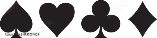 Black Playing Card Suits Silhouettes playing cards