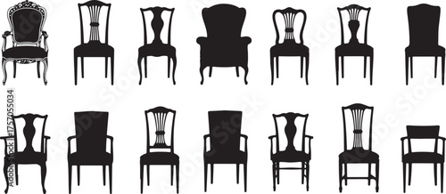 Collection of Black Silhouette Chairs in Various Styles