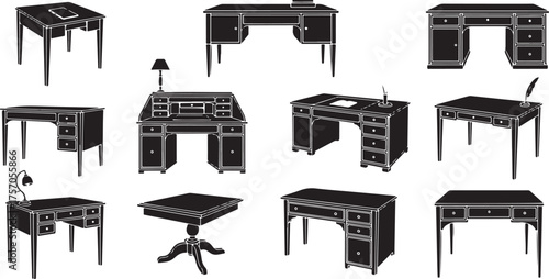 Collection of Vintage Silhouette Desks table furniture