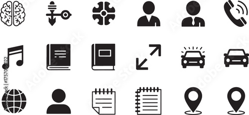 Diverse Icon Set for Digital Applications icons brain