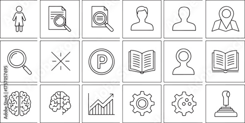 Set of Outline Icons for Business and Education vector