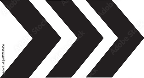 Three Black Arrows Pointing Rightward On White Background Keywords: arrow, right, direction