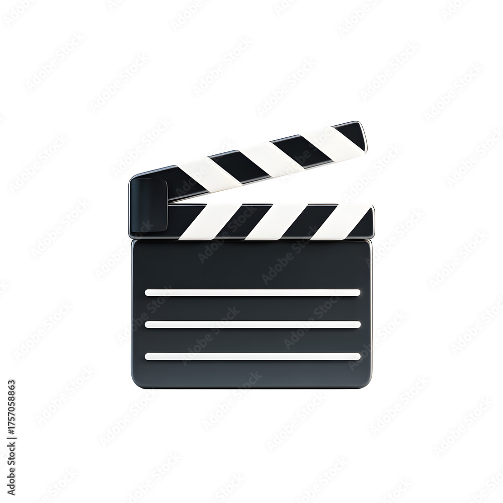 Fototapeta premium Movie clapper board film industry equipment isolated on transparent background
