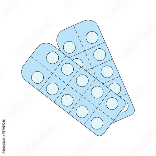 Simplistic graphic of two blister packs with white pills.