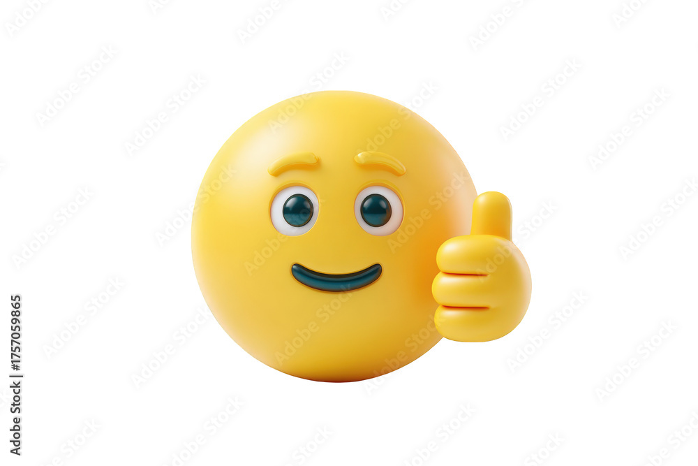 Fototapeta premium Smiling emoji with thumbs up. 3D rendered