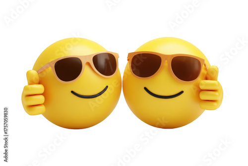 Two smiley faces wearing sunglasses and giving thumbs up