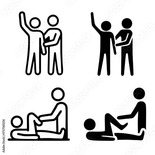 Rehabilitation and Successful Recovery Icons Set