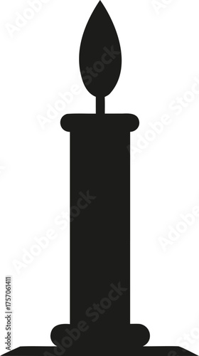 A single, burning taper candle silhouette.